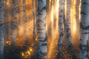 birch trees in the sun background photo
