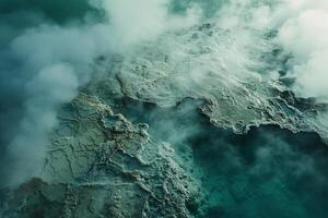 aerial view of a geyser in the middle of the ocean background photo