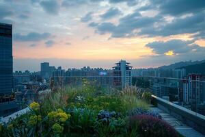 a view of a city skyline from a rooftop background photo