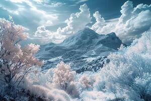 a beautiful landscape with clouds and trees background photo