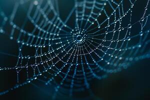 a spider web with water droplets on it background photo