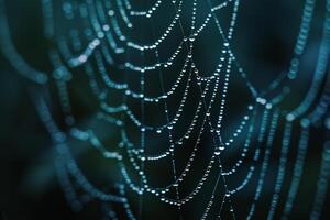 a spider web with water droplets on it background photo