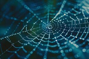 Nature  of a spider web with water droplets and nature background photo