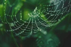 Spider web with dew drops, background photo