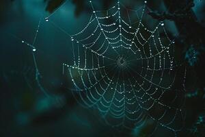 Spider web with dew drops on it, background photo