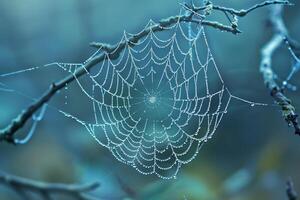 Spider web covered with dew, background photo