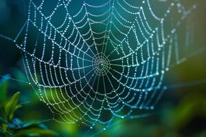 Spider web with dew on it, background photo