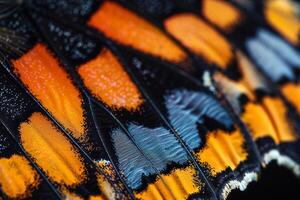 A detailed view of butterfly wings with background photo