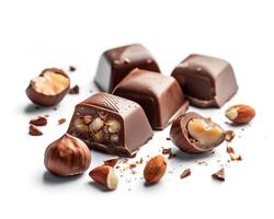 chocolate and nuts on a white background photo