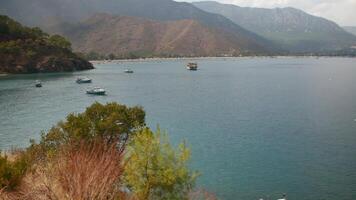 Panoramic view of the mountains, sea and beauty of Adrasan Antalya, Turkey video