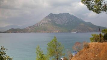 Panoramic view of the mountains, sea and beauty of Adrasan Antalya, Turkey video
