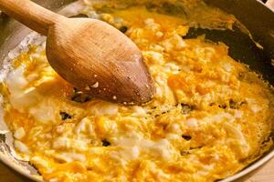 homemade omelette in a pan photo