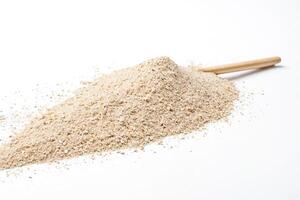 Closeup of Rolled Oats on White Background photo