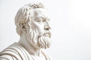 Closeup of a White Marble Bust of a Man with a Beard photo