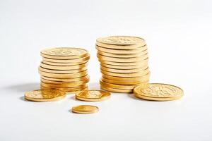 Stack of Gold Coins on White Background photo