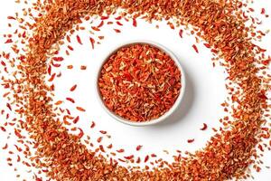 Dried Chili Flakes and Onion Flakes in a White Bowl photo