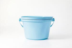 Blue Plastic Bucket on White Background photo