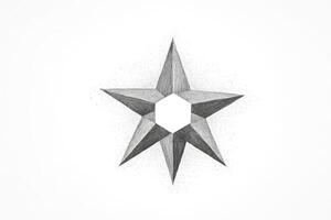 Hand-drawn Pencil Sketch of a 3D Star with a Hexagon Center photo