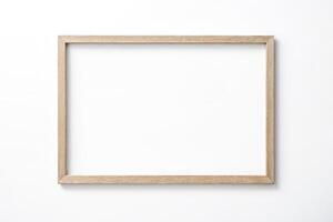Empty Wooden Frame on White Background photo