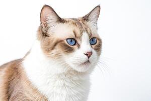 Close Up Portrait of a Ragdoll Cat with Blue Eyes photo