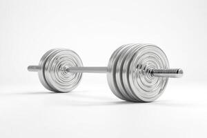 Chrome Barbell Isolated on White Background photo