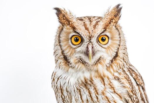 búho con perforación amarillo ojos curioso atentamente a el cámara foto