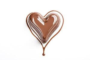 Chocolate Heart Dripping on White Background photo