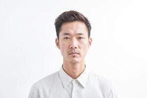 Portrait of a young Asian man with a serious expression photo