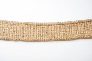 Rustic Burlap Banner Isolated on White Background photo