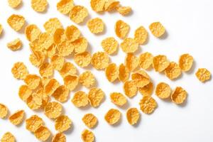 Close-up of Cornflakes on White Background photo