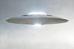 Enigmatic Encounter UFO Hovering in a Cloudy Sky photo