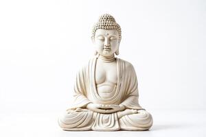White Buddha Statue Sitting in Meditation Pose photo