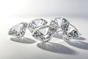 Sparkling Diamonds on White Background photo