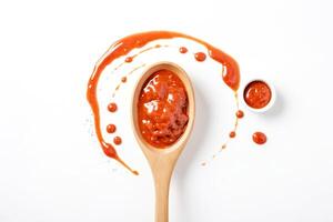 Tomato Sauce Spilled on White Background photo