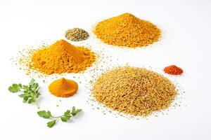 Various spices on a white background photo