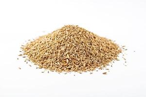 Close up of cumin seeds on white background photo