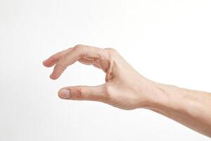 Hand Holding, Grasping, Reaching, Reaching Out, Offering, Isolated on White Background photo