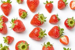 Fresh Red Strawberries on White Background photo