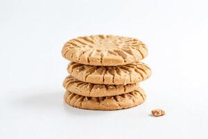 Stack of Peanut Butter Cookies on White Background photo