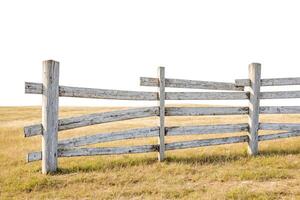 Weathered Wooden Fence Against A White Background photo