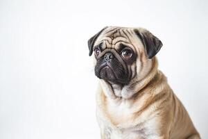 Close-up Portrait of a Pug with Soft Fur and Big Eyes photo