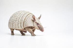 Armadillo walking on white background photo