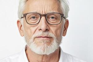 Portrait of a thoughtful senior man with glasses photo