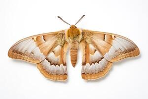 Moth with Spread Wings on White Background photo