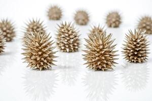 Golden Spiky Objects on White Background photo