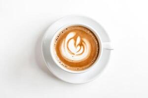 Top View of a Cup of Coffee with Latte Art photo