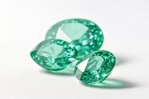 Green Gemstones on White Background photo