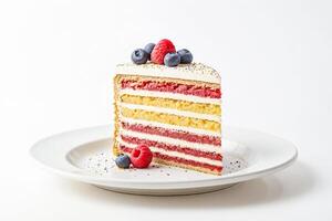 Slice of Cake with Fresh Berries photo