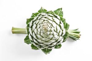 Closeup of an Artichoke on White Background photo
