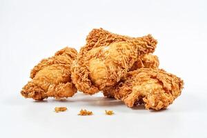 Crispy Fried Chicken Pieces Isolated on White Background photo
